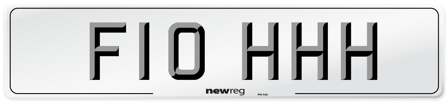 F10 HHH Number Plate from New Reg